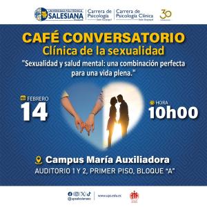 Afiche promocional del Café Conversatorio: Clínica de la Sexualidad
